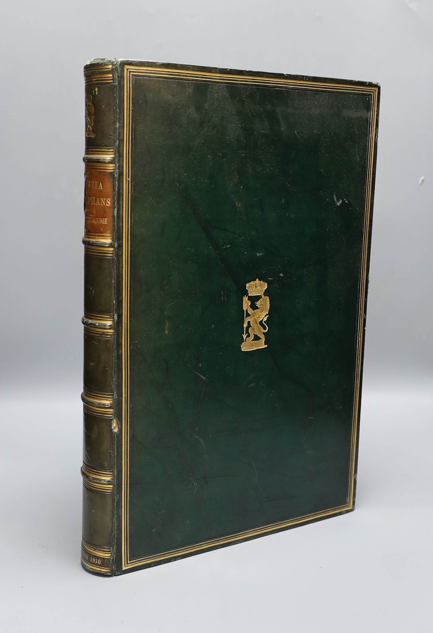 Enderbie, Percy - Cambria Triumphans, or Britain in its Perfect Lustre ... (new edition). engraved armorial frontispiece and 6 other plates, text engravings; contemp. polished green gilt-text ruled calf, panelled spine w